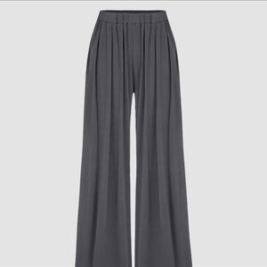 Ribbed wide leg pants with elastic waist